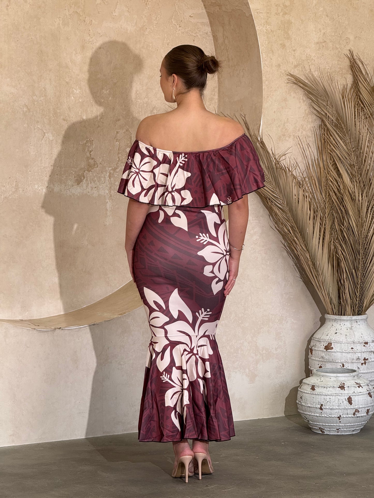 Luxe - BROWN - Off Shoulder Dress