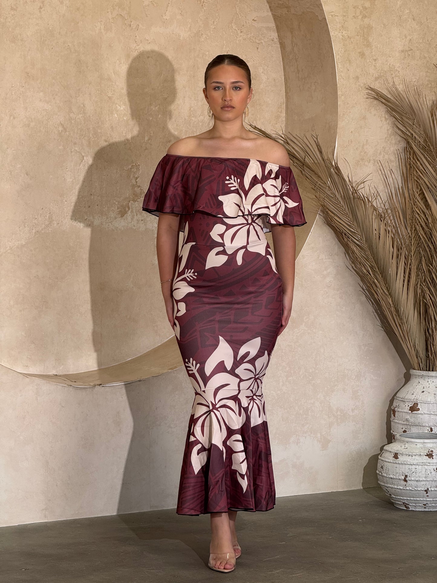 Luxe - BROWN - Off Shoulder Dress