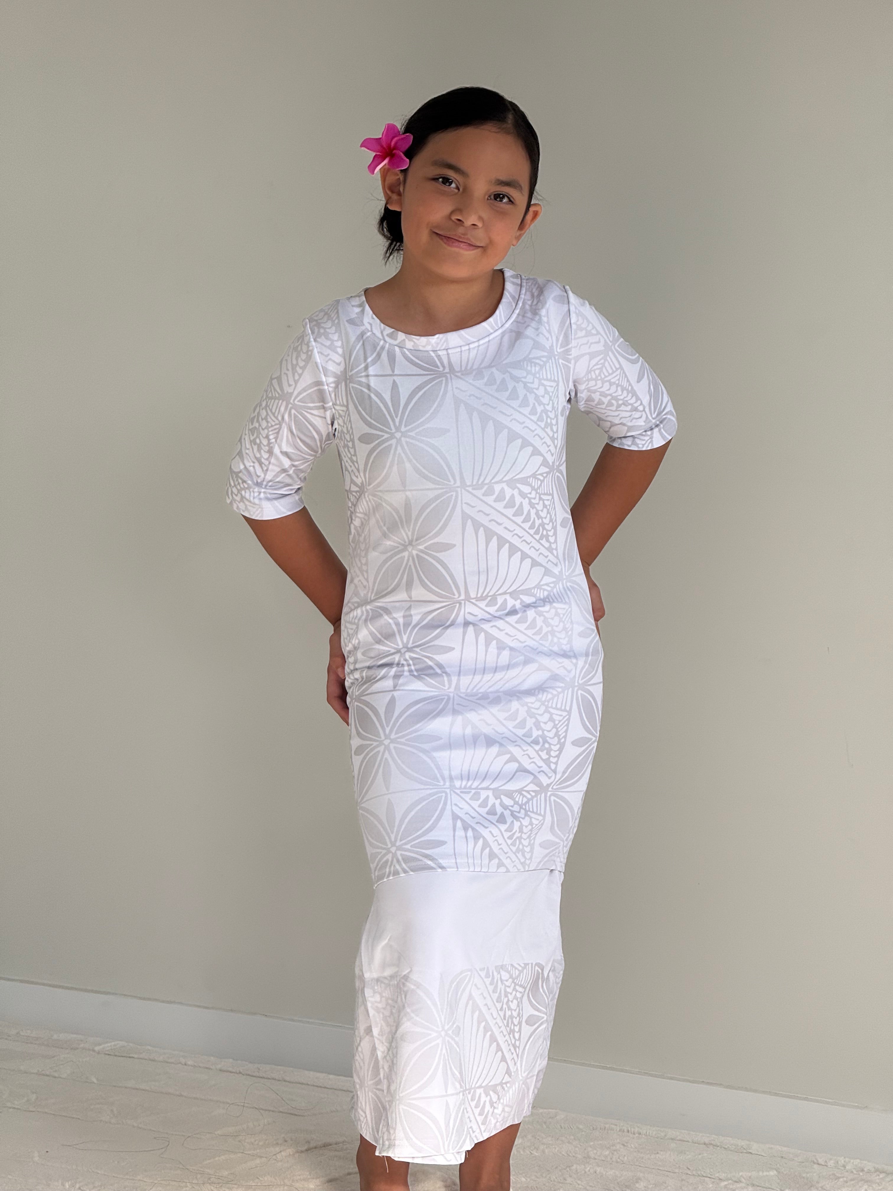 PRE ORDER ONLY - All White - Girls Puletasi