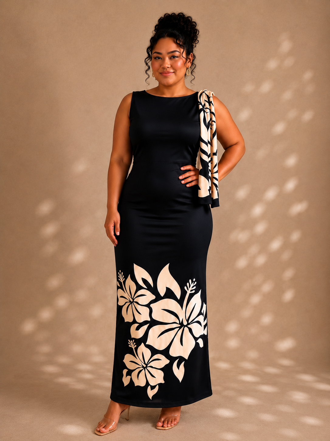 Hibiscus Knot Maxi Dress- BLACK