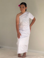 PRE ORDER ONLY - All White - Girls One Shoulder Puletasi