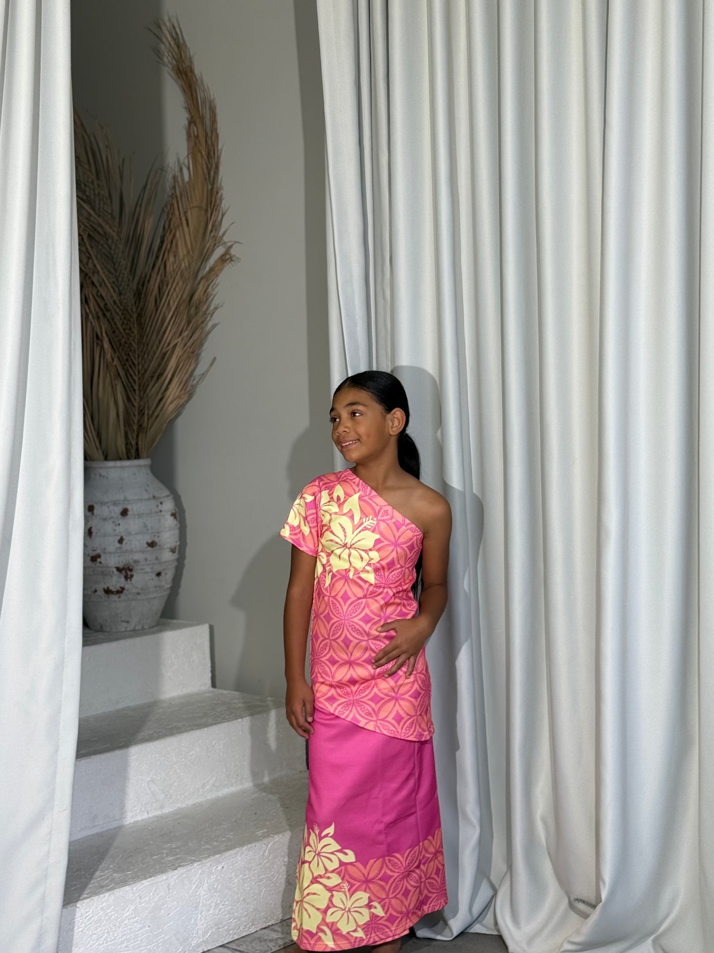 PRE ORDER Only - AULELEI - Girls One-Sleeve Puletasi
