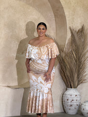 PRE ORDER ONLY - Luxe -  CREAM/WHITE - Off Shoulder Dress