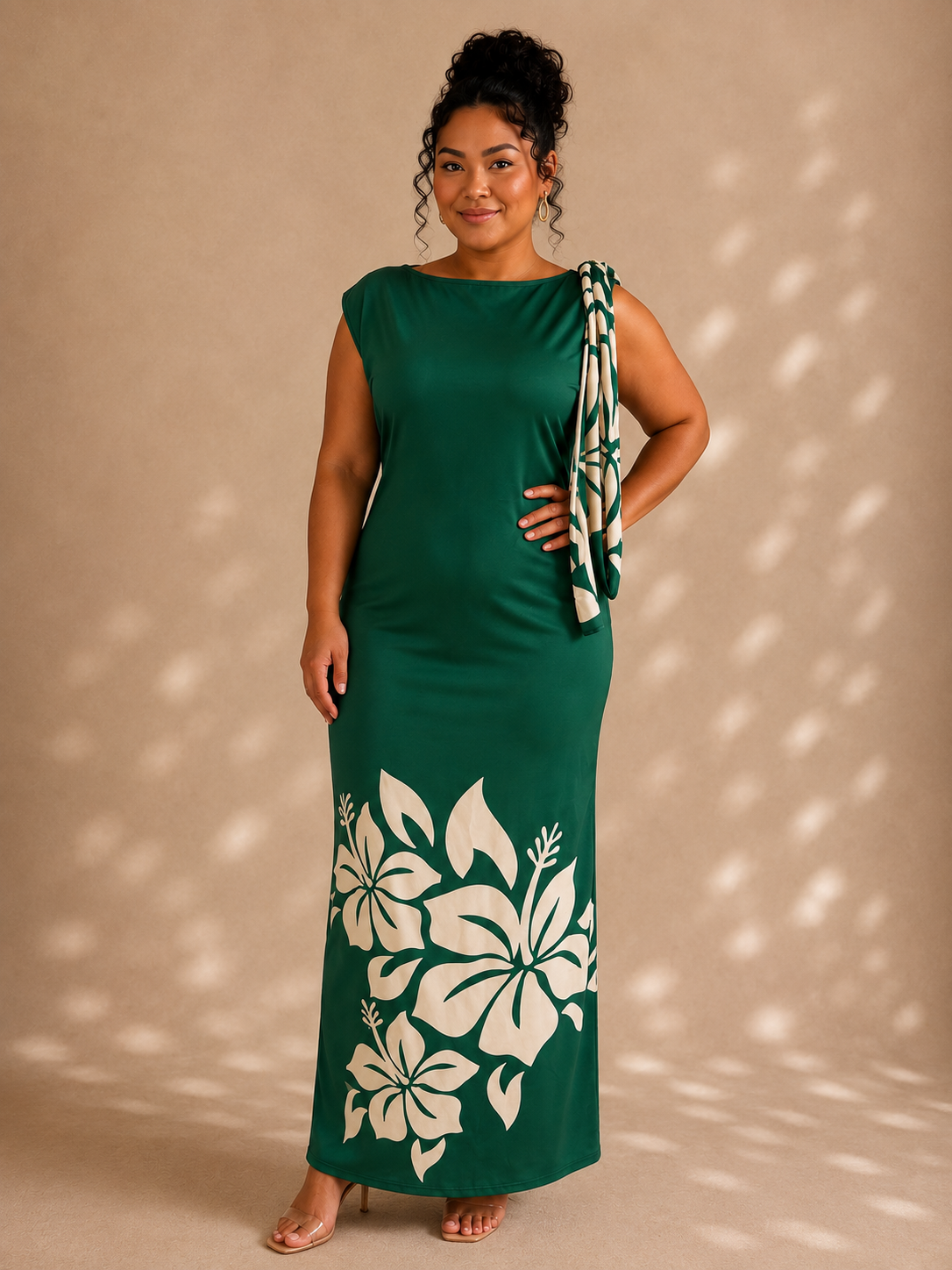 Hibiscus Knot Maxi Dress- GREEN