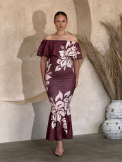 PRE ORDER ONLY - Luxe - BROWN - Off Shoulder Dress