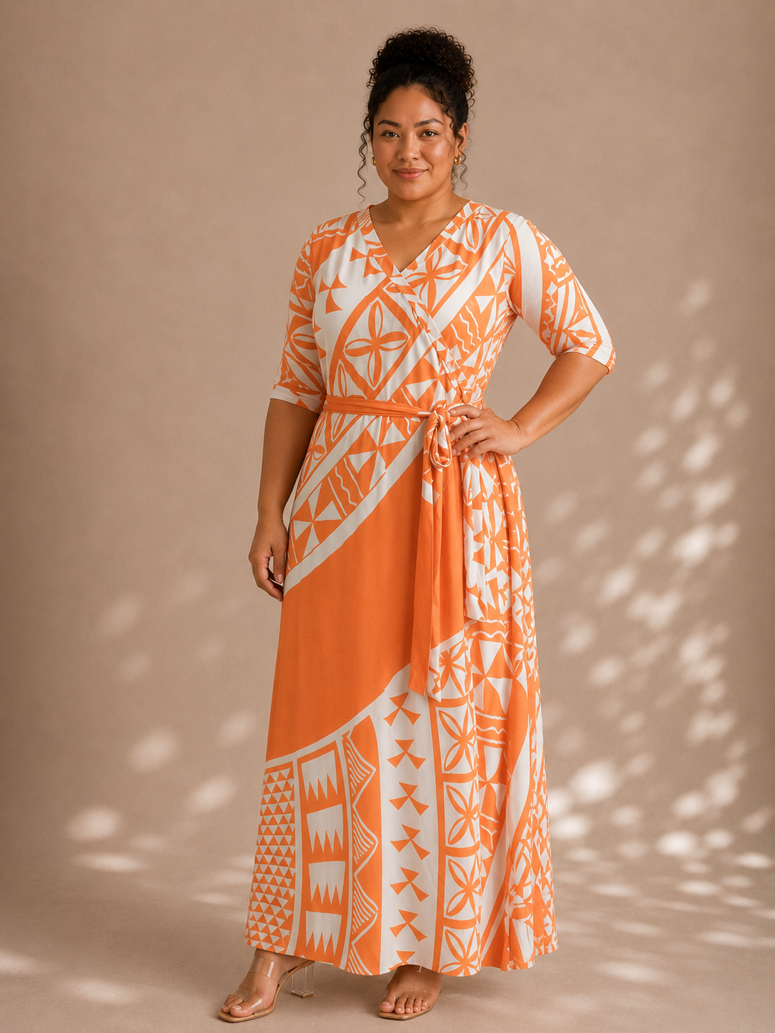 Polynesia Wrap Dress - Orange