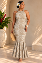 PRE ORDER ONLY - Armania - CREAM - Halter Neck Dress