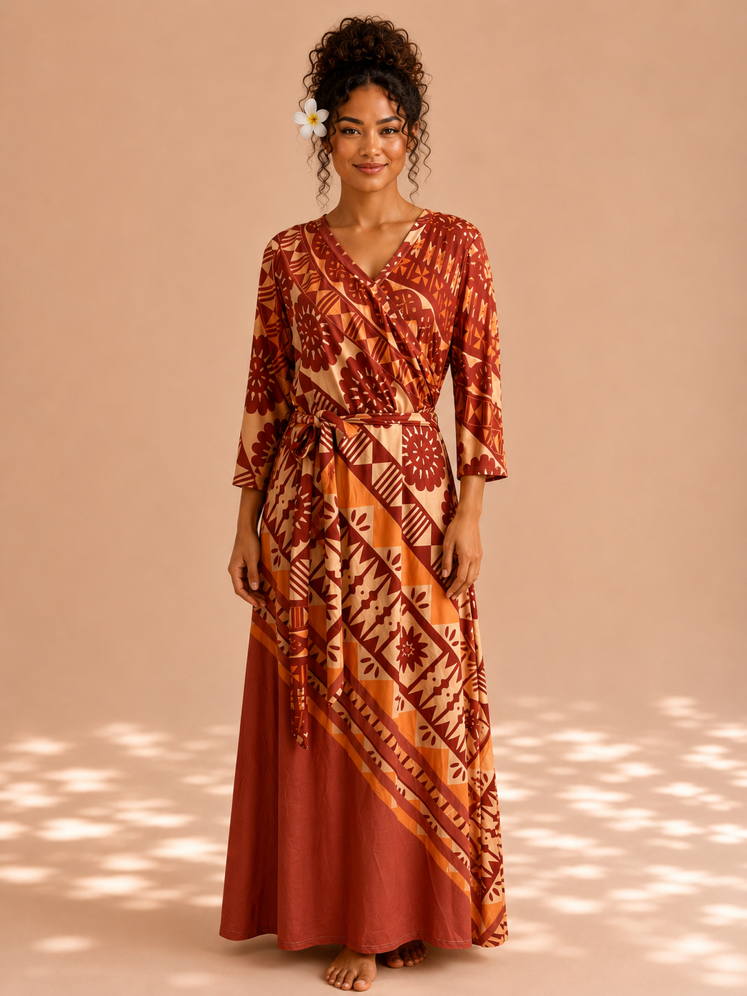Totoka Wrap Dress - Burnt Orange