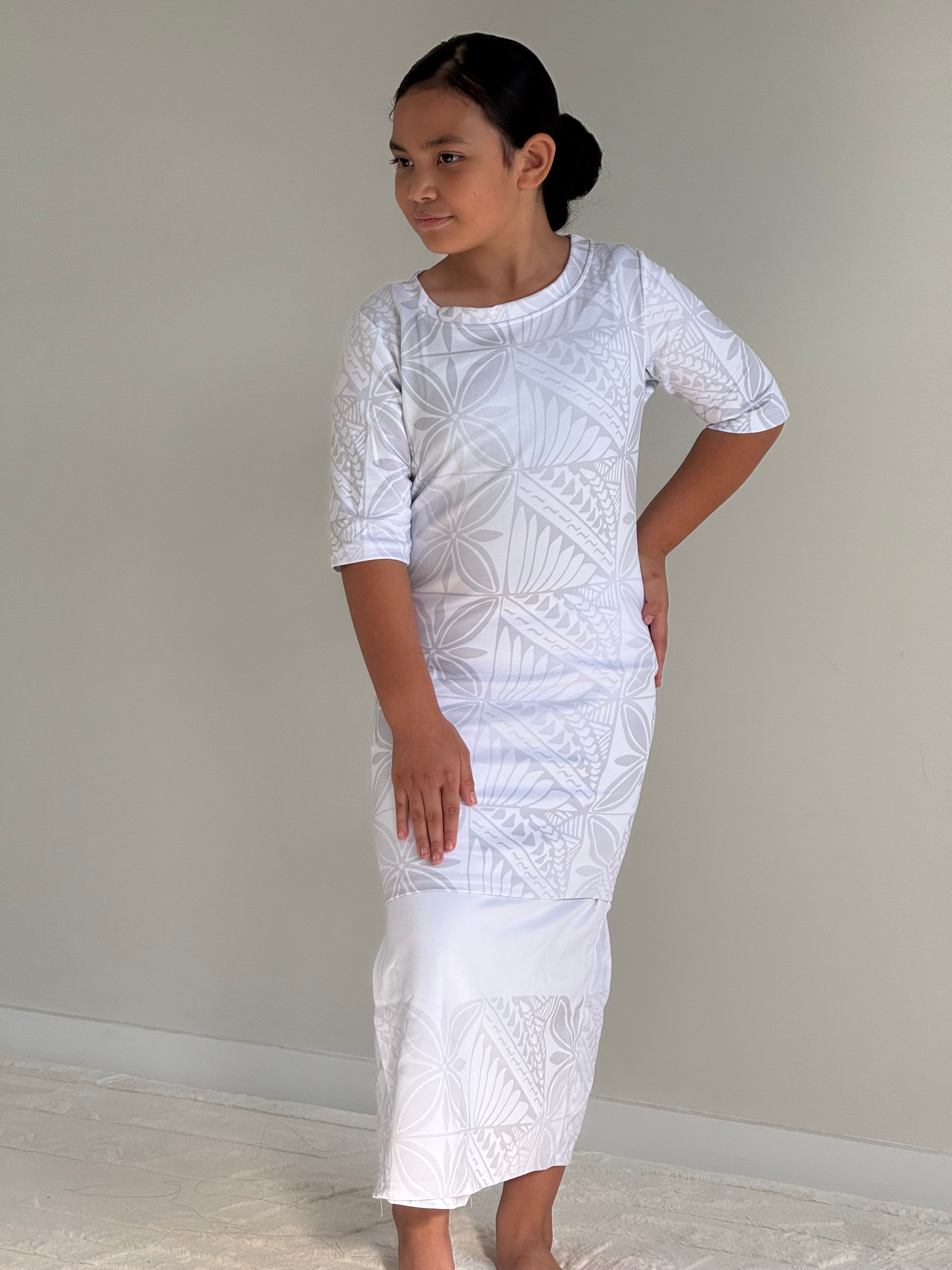 PRE ORDER ONLY - All White - Girls Puletasi
