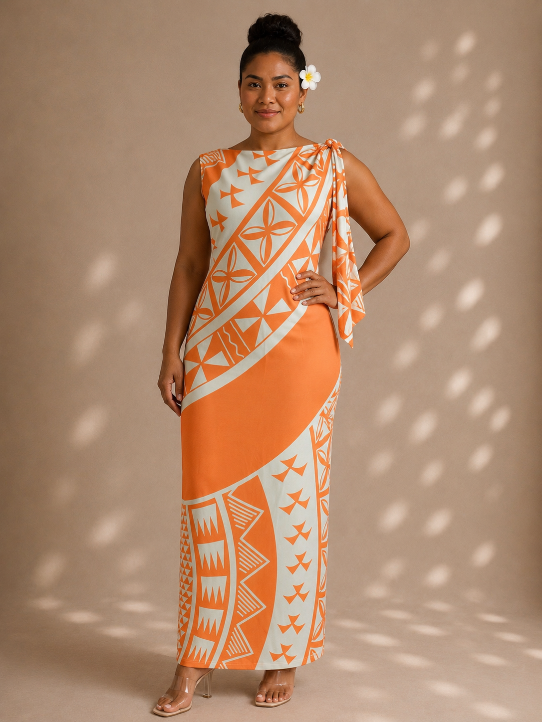 Polynesia - Knot Maxi Dress - BLUE/ORANGE