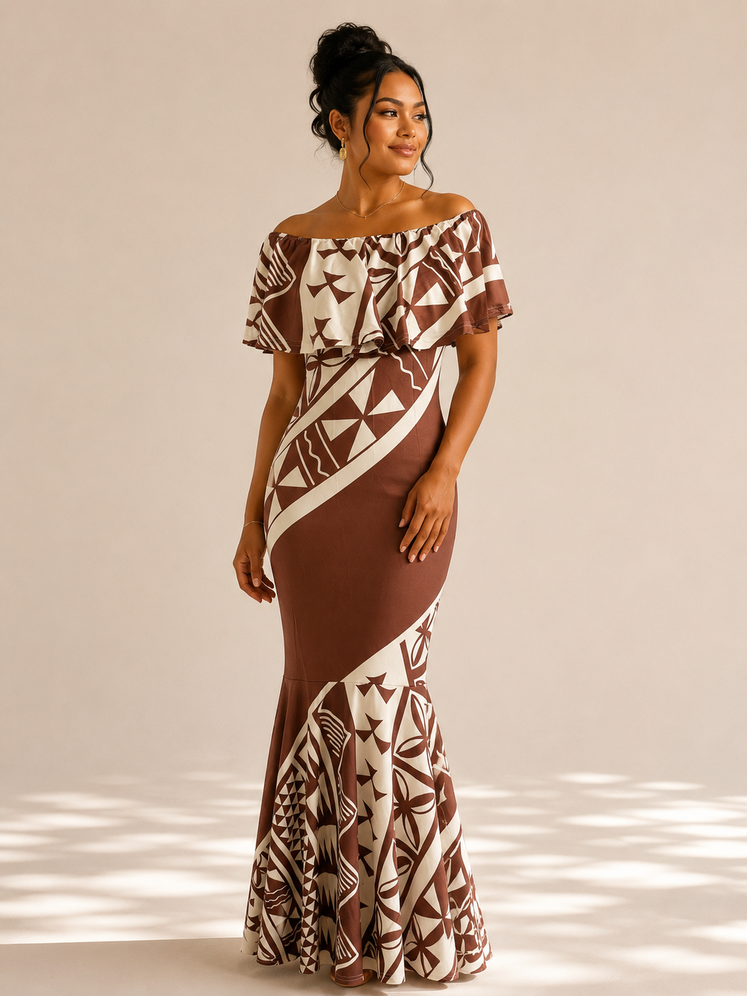 Polynesia Scrunch Dress - Brown