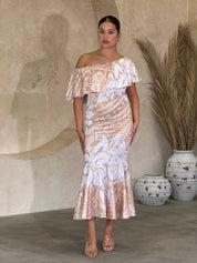 PRE ORDER ONLY - Luxe -  CREAM/WHITE - Off Shoulder Dress