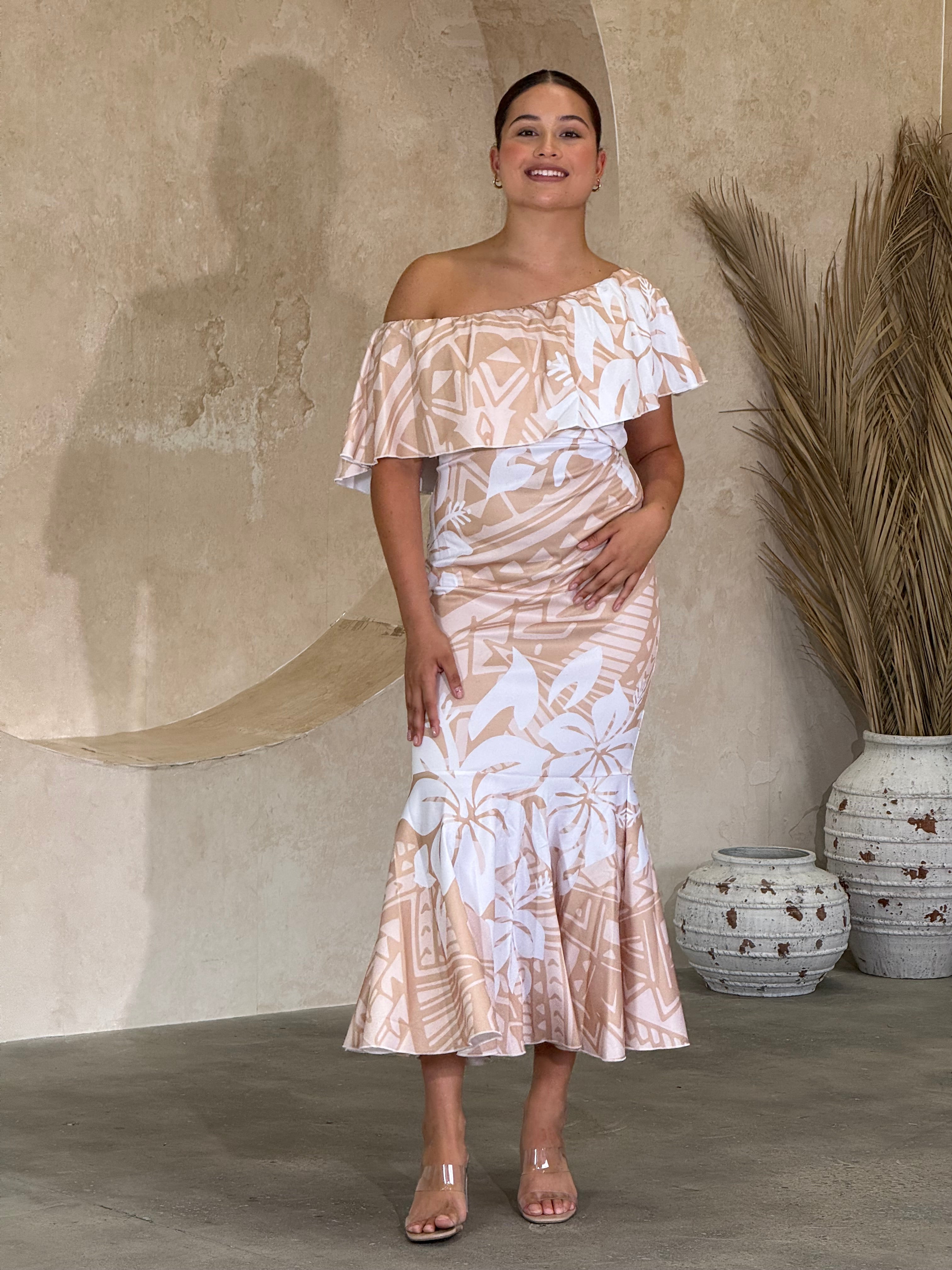 PRE ORDER ONLY - Luxe -  CREAM/WHITE - Off Shoulder Dress