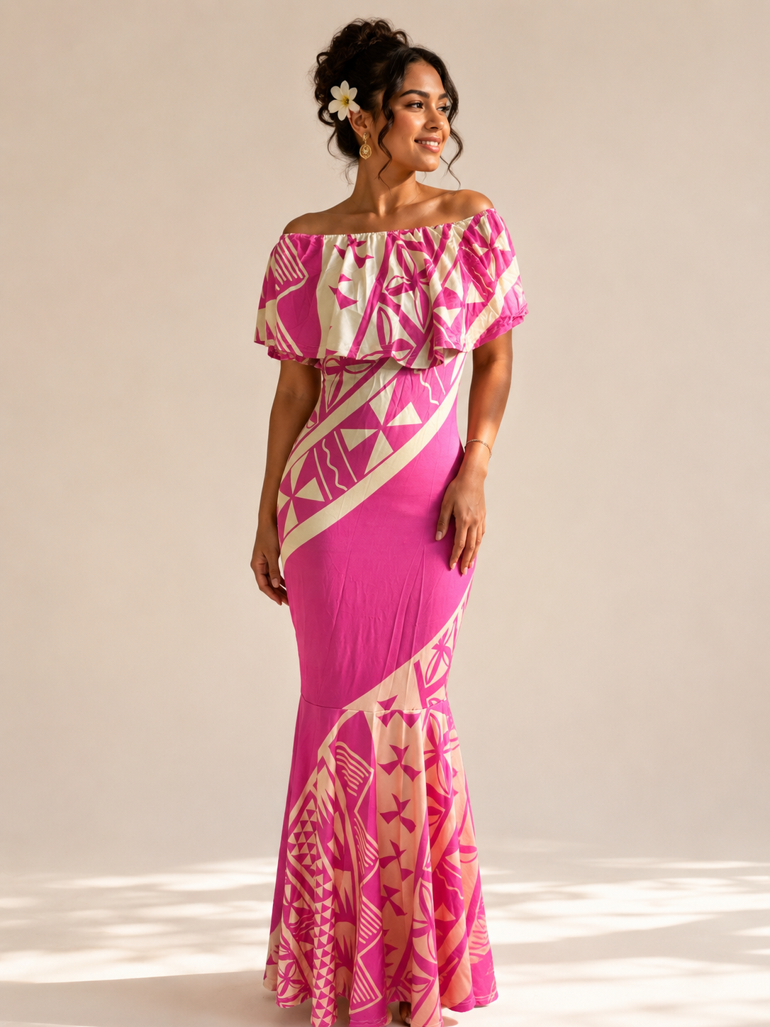 Polynesia Scrunch Dress - Pink