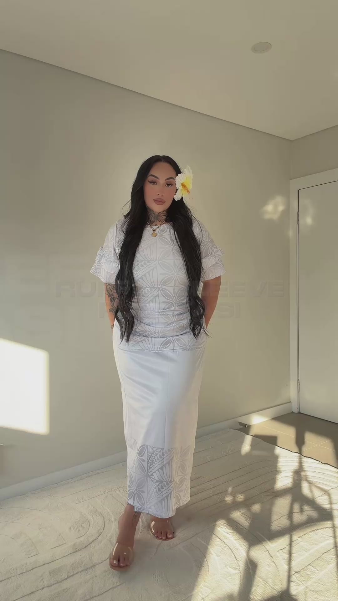 PRE ORDER ONLY - All White - Women’s Ruffle Sleeve Puletasi